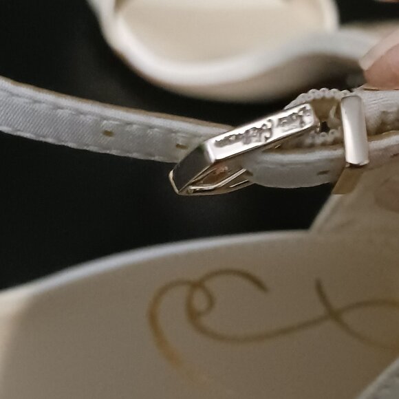NEW Sam Edelman Yaro Block Heel Evening Sandals Ivory Satin Size 9 - Picture 10 of 13